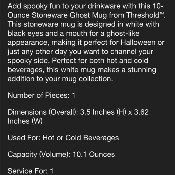 NWT Target Threshold 10 oz. Stoneware Ghost Mug - Picture 4 of 4